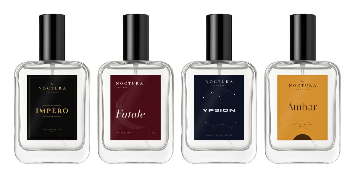 Colección completa Noctura Parfums: Impero, Fatale, Ypsion y Ámbar en frascos de 100 ml